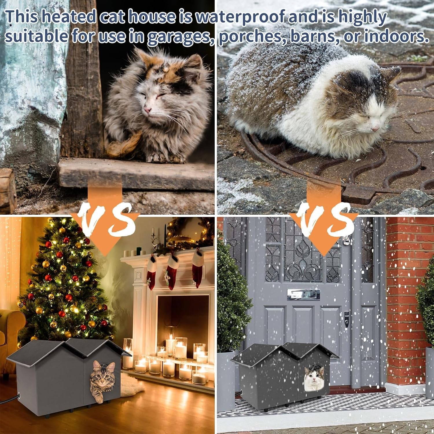 Elevated Heated Cat House for Indoor & Outdoor Use – 2 Sizes