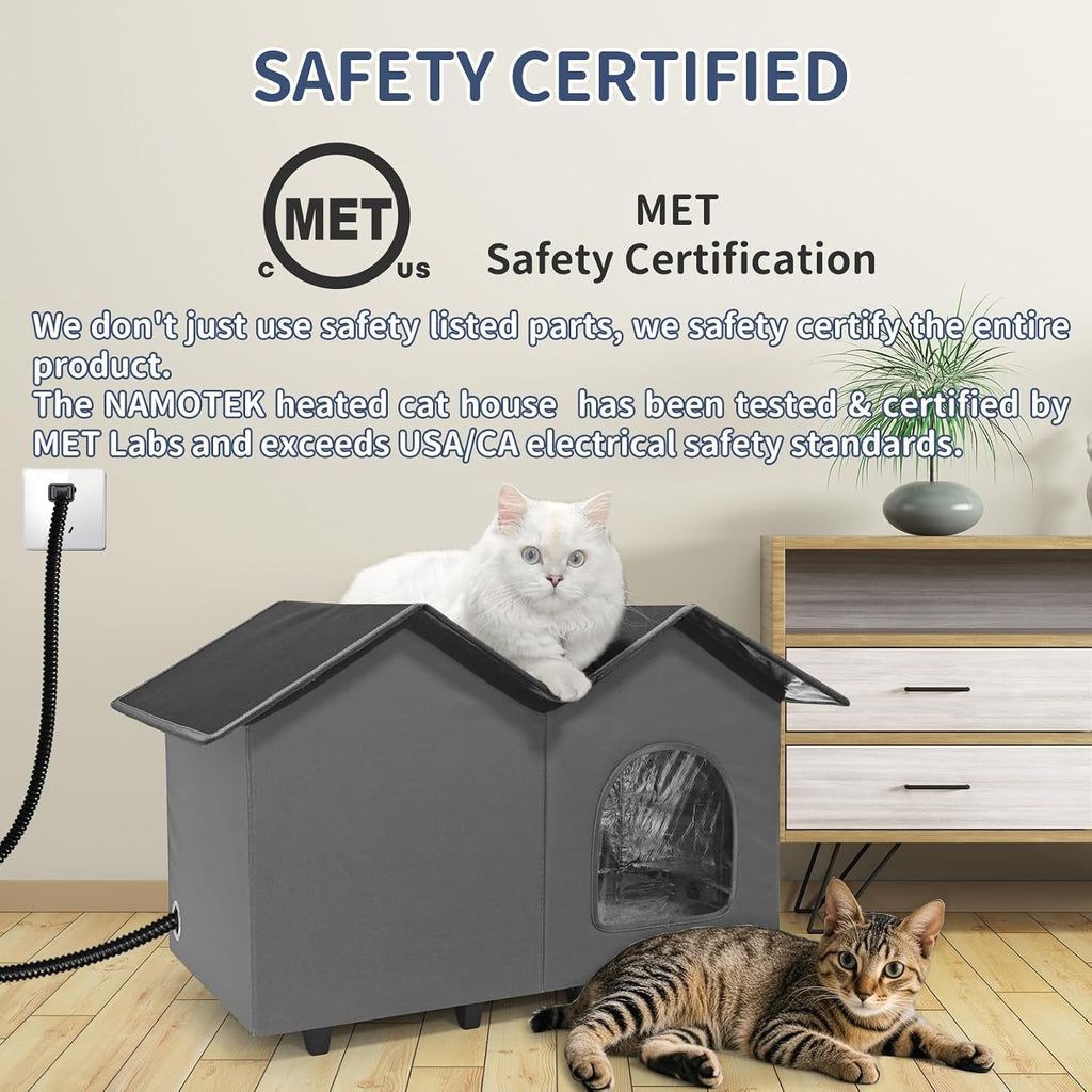 Elevated Heated Cat House for Indoor & Outdoor Use – 2 Sizes