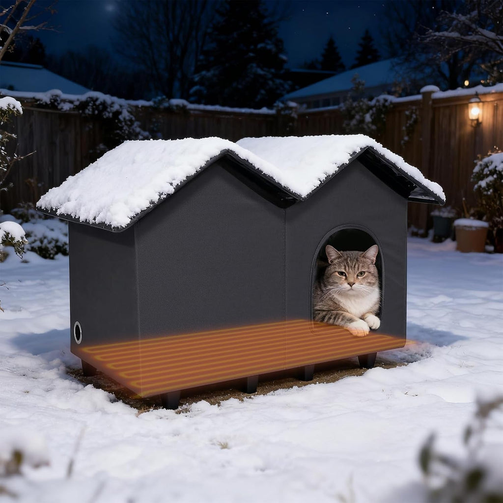 Elevated Heated Cat House for Indoor & Outdoor Use – 2 Sizes