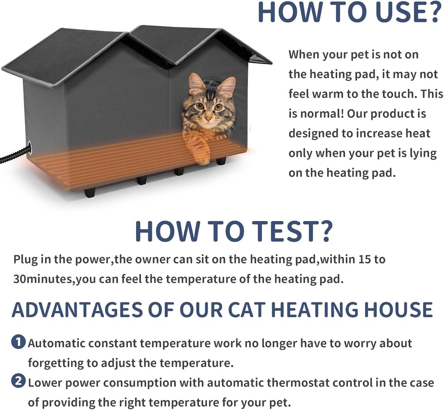 Elevated Heated Cat House for Indoor & Outdoor Use – 2 Sizes